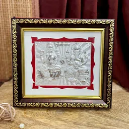 ABDESIGNS White & Silver Toned Lord Laxmi Ganpati Table Photo Frame-image-21