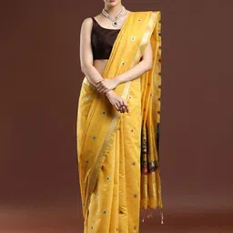 Mitera Floral Woven Design Zari Muga Saree-picture-44