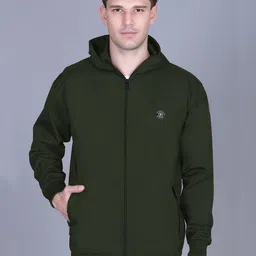 MOUNTAIN COLOURS Men Hooded Solid Windcheater Bomber Jacket-picture-31