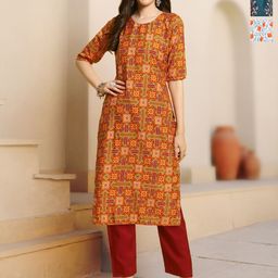 HERE&NOWSelection Of 3 Ethnic Motifs Printed Straight Kurtas-image-76