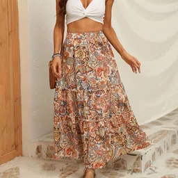 DressBerry Printed A-Line Midi Skirt-image-53