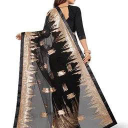 BARKIYA CREATION Embellished Sequined Net Saree image 3