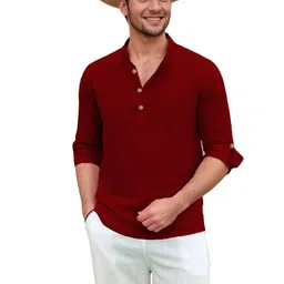 APEKTRA Band Collar Cotton Straight Kurta-image-71