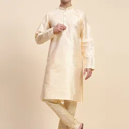 Moda Rapido Ethnic Motifs Woven Design Mandarin Collar Art Silk Straight Kurta & Churidar-picture-12