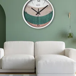 OLIVE TREE Gold-Toned & Green Printed Contemporary Wall Clock-55