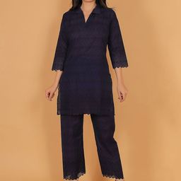 Trendzmy Floral Embroidered Shirt Collar Tunic With Trouser-picture-35