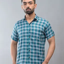 BASE 41 Tartan Checked Short Sleeves Shirt-image-52