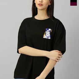 Kushi Flyer Women Typography 2 Indigo Applique T-shirt-image-85