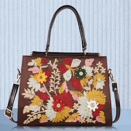 VELUCIA Women Floral Textured Structured Handheld Bag-8