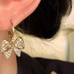 AKISON JEWELS Bow Shaped Gold-Plated Drop Earrings-image-90