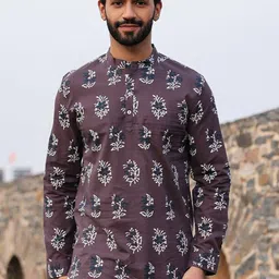 SAY Men Floral Printed Summer Sheers Kurta-picture-58