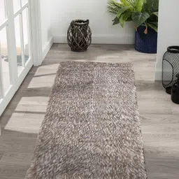 OBSESSIONS Brown & White Printed Acrylic Floor Runner-31