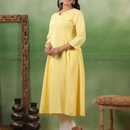 Span Women Ethnic Motifs Printed Regular Pure Cotton Kurta with Trousers-picture-55