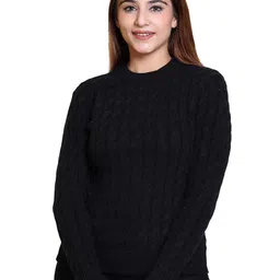 LEZA Women Cable Knit Pullover with Embroidered Detail-picture-7