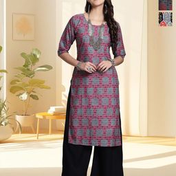 HERE&NOW Women Pack of 3 Geometric Printed Daily Straight Kurtas-image-80