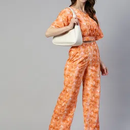 JAINISH Abstract Printed V-Neck Top And Trousers image 3