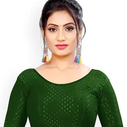 SS Sanket Synthetics Round Neck Short Sleeves Slip On Saree Blouse-picture-37