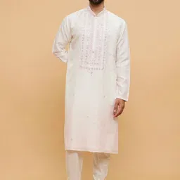 Twamev Men Ethnic Motifs Embroidered Regular Thread Work Kurta with Churidar-image-89