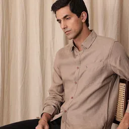 Mr Bowerbird Men Standard Tailored Fit Pure Linen Casual Shirt-picture-38