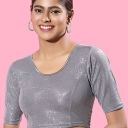 VAMAS - THE DESIGNER BLOUSES Round Neck Non-Padded Stretchable Saree Blouse-image-92
