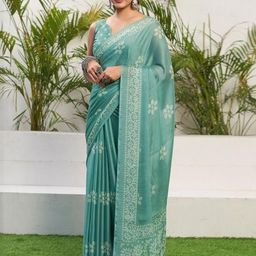 HERE&NOW Women Chiffon Floral Print Saree-picture-27