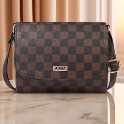 ADISA Checked Boxy PU Structured Sling Bag-30