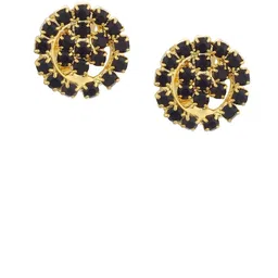 FirstBlush Gold-Plated Cubic Zirconia Studded Clip On Circular Studs-15