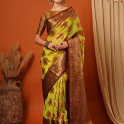 yourwish Woven Design Zari Organza Banarasi Saree-image-75