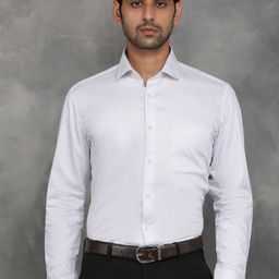 Greenfibre Men Spread Collar Micro Ditsy Printed Cotton Slim Fit Casual Shirt-image-74