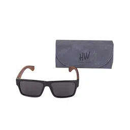 HAMILTANO WINSTON Men Black Lens & Brown Square Sunglasses with UV Protected Lens SKU190-28