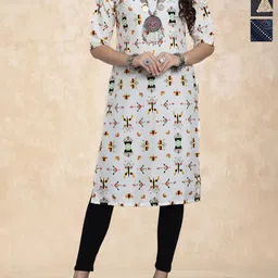 Anouk Rustic Selection Of 3 Geometric Printed Round Neck Straight Kurtas-7