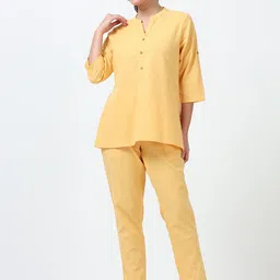 Marcia Mandarin Collar Pure Cotton Tunic With Trousers-picture-18