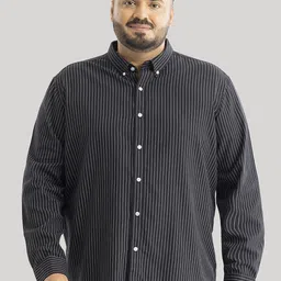 Snitch Men Plus Size Striped Smart Slim Fit Opaque Formal Shirt-image-76