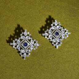 Voylla Rhodium-Plated Stone Studded Contemporary Studs-image-35