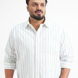 HIGHLANDER Men Plus Size Vertical Striped Spread Collar Cotton Casual Shirt-picture-43