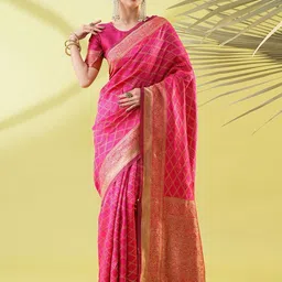 VILLAGIUS Woven Design Zari Ready to Wear Kanjeevaram Saree-image-62