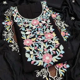 SAINOOR Embroidered Pure Silk Semi-Stitched Dress Material-image-94