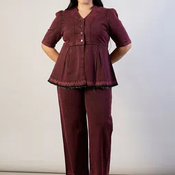 SASSAFRAS Curve V Neck Top With Trouser-picture-0
