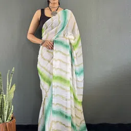FLOURIOUS Tie and Dye Pure Georgette Saree-image-39