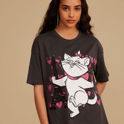 Kazo Women Graphic Printed Round Neck Cotton Boxy T-shirt-image-92