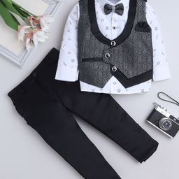 FOURFOLDS Boys Printed Single-Breasted Three-Piece Suit-picture-4