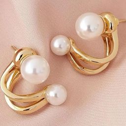 Tiso Women Gold Plated Ear Cuff Earrings-image-25