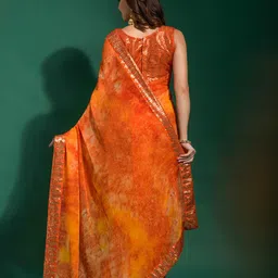 Manu Designer Tie and Dye Sequinned Pure Chiffon Saree image 2