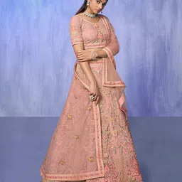 Fusionic Embroidered Thread Work Semi-Stitched Lehenga & Unstitched Blouse With Dupatta image 5
