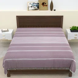 Homez Sparrow All Seasons Lavender & White Striped Pure Cotton 210 TC King Bedsheet-image-54