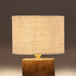 Devansh White & Brown Jute Table Lamp With Wood Base image 5