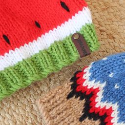 Woonie Infants Set Of 2 Self Design Acrylic Beanie image 3