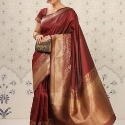 Ode by House of Pataudi Zari Silk Blend Designer Banarasi Saree-picture-39