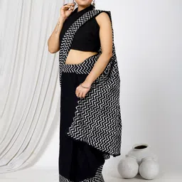 JAIPURI BLOCK PRINT Pure Cotton Block Print Saree image 3