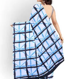JAIPURI BLOCK PRINT Geometric Printed Pure Cotton Mulmul Block Print Saree image 3